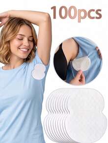 100 Pcs Disposable Underarm Sweat Pads, Breathable & Odor-Resistant. Invisible Portable Travel Essential, Keeps You Cool & Dry In Hot Summer. - View 1