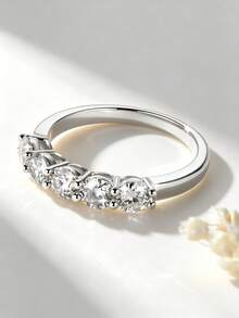 HALPIO 1PC Moissanite Wedding Band Ring For Women, 4mm Stackable Promise Ring, Dainty Wedding Band For Women, Perfect Jewelry Gift - CU-rMO-052 - View 7