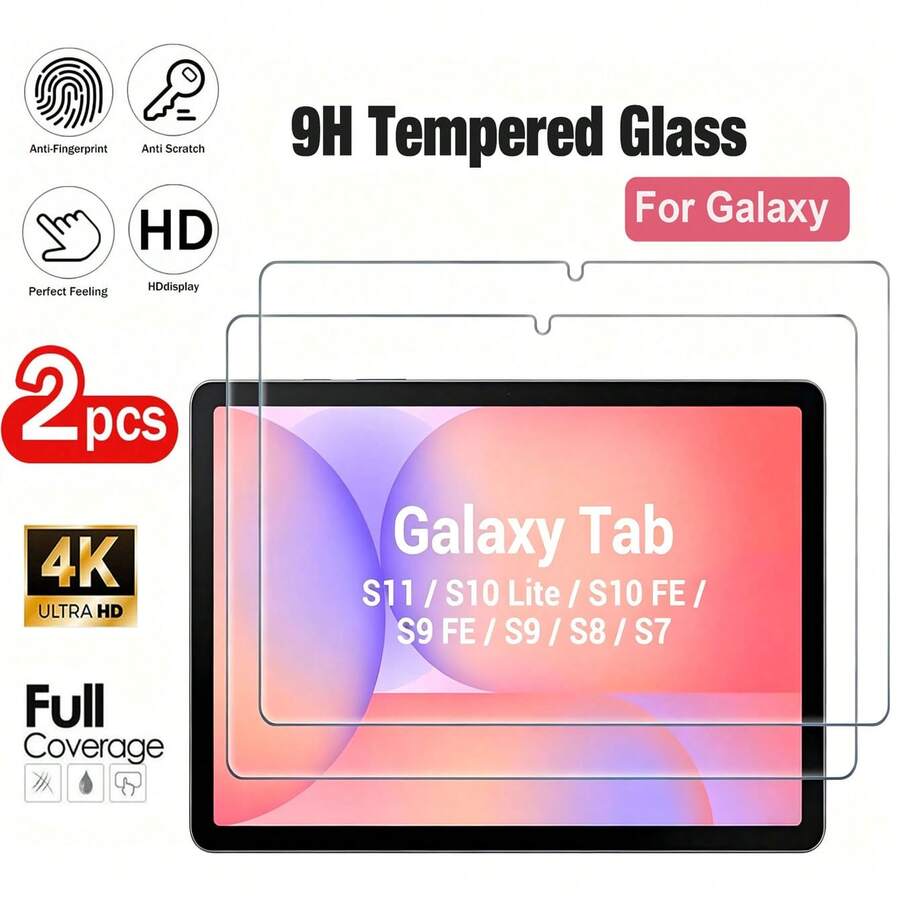 Yezodawee 2pcs Tablet Screen Protector Film Compatible With Galaxy Tab S11 / S10 Lite / S10 FE / S9 FE / S9 / S8 / S7 (11" & 10.9"), High Definition Tempered Glass Film Compatible With S Pen, Fits Phone Case - Clear - View 1