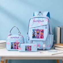 Miniso Huntrx 3Pcs Canvas Backpack Set, Vibrant Poster Style Print Multi-Purpose Bag Set - Blue - View 2