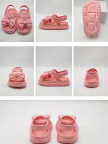 1 Pasang Sandal Anak Perempuan Motif Polkadot dan Pita, Bahan EVA Ringan, Tali Ganda, Dapat Diatur, Serbaguna, Sandal Putri untuk Musim Panas - Berwarna merah muda - View 4