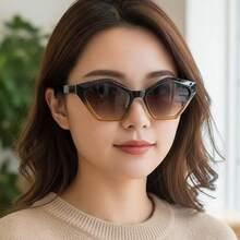 Unique Irregular Cat-Eye Versatile Retro  Minimalist Black Frame Polygonal Cat-Eye  High-End Niche Versatile - C2 - 豹紋鏡框,淺灰色鏡片 - 查看 4