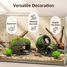 4件組自然風人造苔蘚桶形洞穴裝飾，適用於水族造景、桌面生態缸、爬蟲缸裝飾 - 歡樂水族 - 查看 5