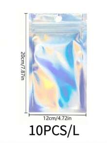 100/50/30/10pcs Cute Colorful Plastic Resealable Foil Bags, Holographic Bags, Reusable Jewelry Retail Bags, Suitable For Food Storage, Jewelry, Small Businesses, Gift Packaging, Christmas - Multicolor - View 15