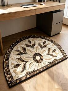 1pc 2D Creative Elegant Floral Pattern Semi-Circular Welcome Mat, Suitable For Decorating Living Room, Kitchen, Bedroom, Patio And Cafe Entrance, Fashionable Durable And Easy To Clean Home Decor Carpet - B - View 3