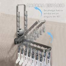 Tendedero de 12 Pinzas con Ventosas, Tendedero Portátil de Metal para Colgar y Secar Ropa, Ganchos para Tender Ropa para Secar Ropa y Calcetines - 1 - Ver 5
