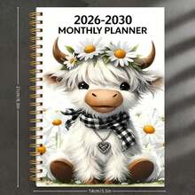 2026-2030 Calendar - 5-Year Calendar From January 2026 To December 2030, Cartoon Highland Cow Theme Cover Design, Annual Calendar Planner, Monthly Tabs, 60-Month Calendar, 5.5" X 8.3" School Supplies - Multicolor - View 7