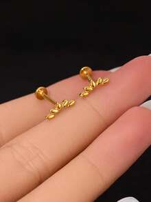 1pc 16G Titanium Steel Polished Five-Petal Lotus Flat Back Stud Earring | Stacked Earring | Cartilage Earring | Lobe Earring | Helix Earring - Insert Rod - View 2