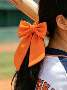 4入亮霓虹色女用髮圈髮飾 蝴蝶結扇形小緞帶髮圈 - 彩色 - 查看 7