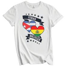 Camiseta con banderas de corazón de  y Bolivia, camiseta de fútbol, copa de fútbol, camiseta de manga corta 100% algodón de talla grande, adecuada para la colección de entusiastas del fútbol. - Blanco - Ver 1