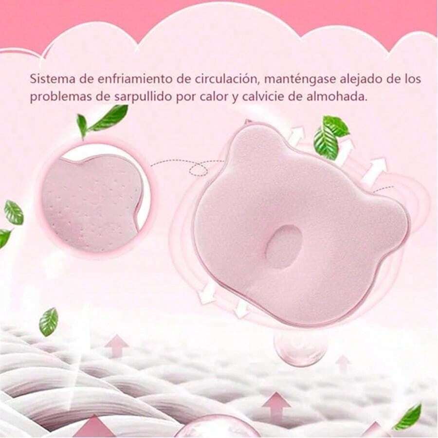 Baby Memory Foam Head Pillow To Prevent Flat Head - Pink - View 1