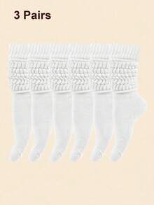 1/3/4/5/6/8/10 pares de calcetines slouch de burbuja multicolor para mujer, cómodos, clásicos, estilo europeo, hasta la rodilla, casuales, ajustados a media pantorrilla - Blanco - Ver 7