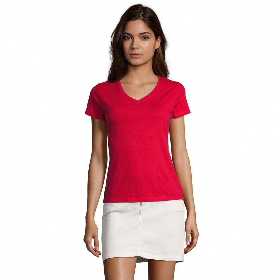 SOLS Womens/Ladies Imperial V Neck T-Shirt - Red - View 1