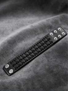 1pc Casual Fashion Black Braided Leather Bracelet For Men, Daily Sports Commute Exquisite Hand Accessory, Perfect Gift For Men - B628 - View 5