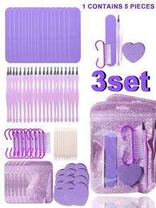 Charming Purple Heart Nail Cuticle Tool Set, Comprehensive Hand And Foot Care, Multi-Function Nail Care Set, Travel Portable Set, Daily Use, Nail File Tool Accessories, Nail Art Auxiliary Tools, Cuticle Care Tools - Violet Purple - View 5