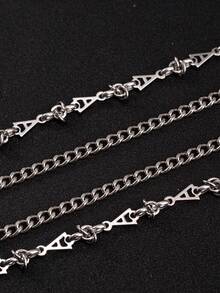 1pc Fashion Hip Hop Punk European & American Heavy Metal Style Stainless Steel A-Shaped Double Layer Chain Men's Pants Chain, Suitable For Daily Wear, Banquet Party, Nightclub, Various Occasions Decoration - Silver - View 5