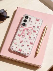 1 pieza Funda de teléfono con diseño creativo de gran lazo, patrón floral de rosas, transparente, con cuatro esquinas anti-caída y pantalla elevada, compatible con Pixel 9 Pro XL/ Smart 8/ Hot 40i/ Spark 20/ Spark 20C/ Spark Go 2024/ Moto G84/Honor X9b/ Ace 3V/Galaxy S26 S25 S24Ultra S24Plus S24FE S23 S22 S21 S20 A73 A72 A70 A55 A54 A53 A52 A50 A30 A42 A35 A34 A33 A25 A24 A20 A30 A15 A56 A57 A16 A17 A07 - transparente - Ver 1