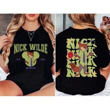 Disney World Zootopia Nick Wilde Shirt Four Seasons New Style Unisex Casual Pure Cotton T-Shirt - 2-JCS-2 - 查看 7