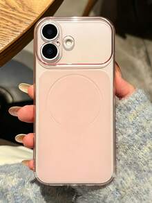 1個超薄磨砂透明粉色磁吸全包覆手機保護殼，適用於iPhone17 17 Pro Max、17 Pro、17、16promax、16、15、14 Plus、13 Pro Max，支援無線充電，柔軟觸感透明背蓋，時尚簡約新款手機殼，適合作為節日生日禮物送給家人和朋友 - 粉色 - 查看 3