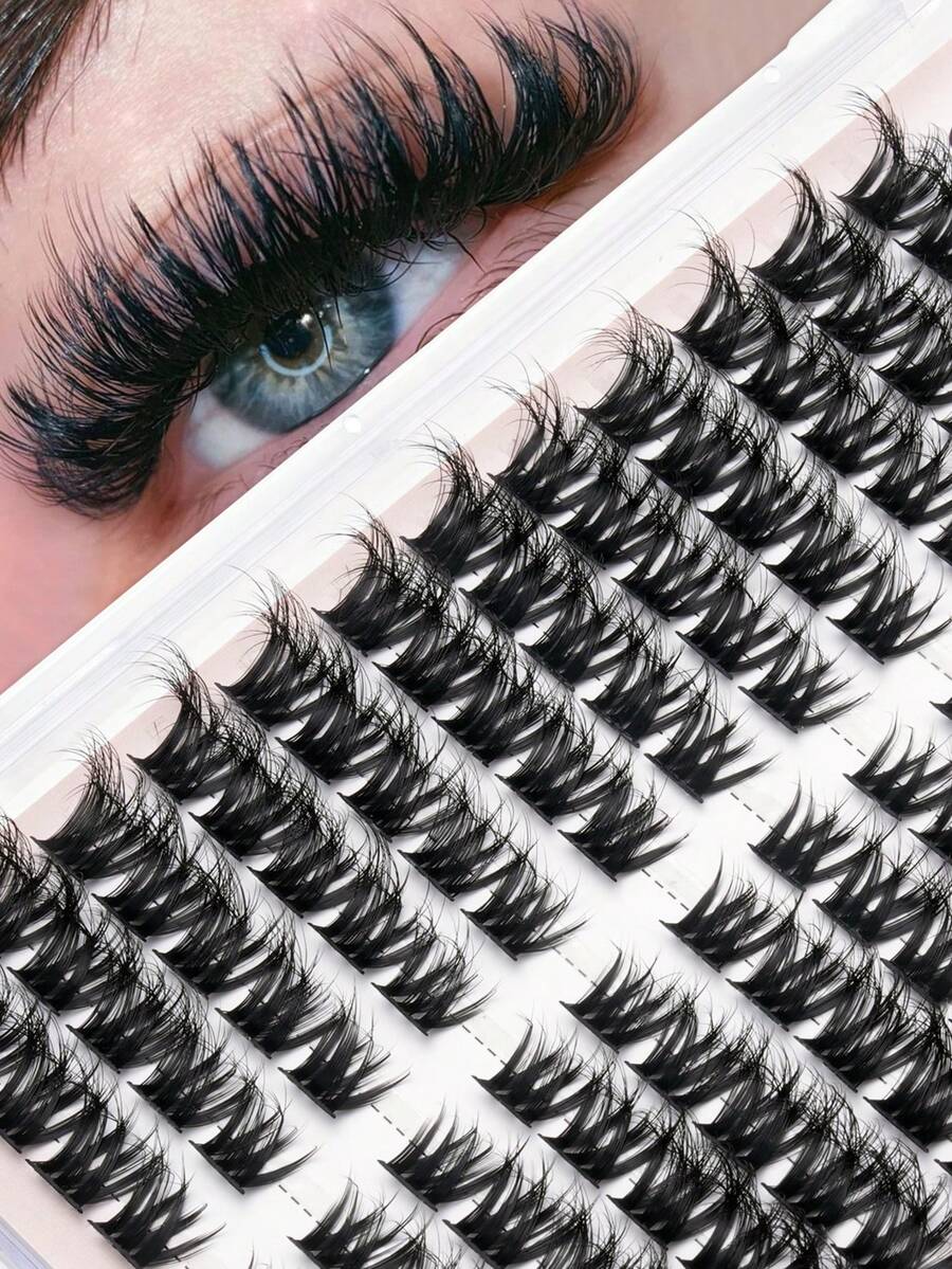 120 Clusters Of 3D Eyelash Natural Appearance False Eyelashes, Lightweight For Daily Wear, Reusable, Naturally Curled False Eyelashes - D-Curled, Mixed Sizes, Eyelash Clusters, Segmented Eyelashes, Eyelashes, False Eyelashes - D - View 1