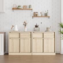 Vielseitiges Sideboard für Esszimmer – Buffet Kommode mit 4 Türen & 4 Schubladen – Großer Aufbewahrungsschrank – Modernes Design für Küche, Wohnzimmer oder als Kaffeekonsole - Beige - Übersicht 3