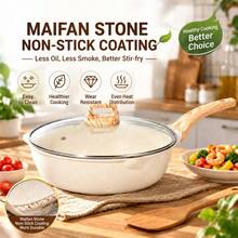 Maifan Stone Non-Stick Frying Pan With Wooden Handle, Easy To Clean Cooking Pot For Home Use - View 13