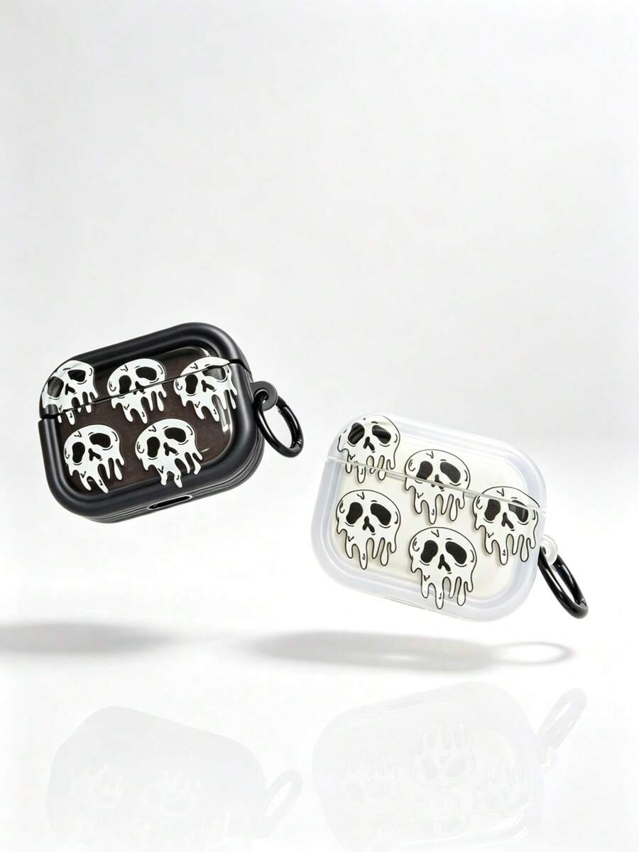 1pc Graffiti Skull Design Protective Case Compatible With Airpods Pro 3, Pro 2, 3, 4 - White - View 1