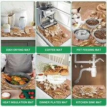 1pc 3D Floral Print Diatomaceous Earth Kitchen Drying Mat, Non-Slip Heat-Resistant Absorbent Mat, Suitable For Kitchen Countertop, Coffee Machine, Tableware, Home Cafe Bar Party Decor Placemat Gift - Multicolor - View 7