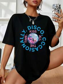 Harry Style Kiss All The Time Disco Occasionally, Disco Ball, Love On Tour Essential T-Shirt - 黑色 - 查看 1