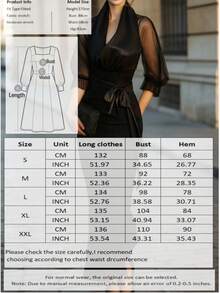 Gaun Pas Badan Elegan dan Nyaman Berwarna Polos dengan Patchwork Jala dan Leher V, Cocok untuk Musim Pernikahan Musim Semi/Panas, Hitam - Hitam - View 5