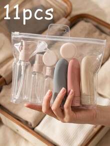 11 Buah Kit Botol Isi Ulang Portabel untuk Perjalanan, Wadah Dispenser Makeup Anti Bocor dengan Tas Penyimpanan, Pengatur Cairan Serbaguna untuk Liburan, Perjalanan Bisnis, Rumah Tangga, Perlengkapan Perjalanan, Wadah Perjalanan, Perlengkapan Asrama, Botol Parfum, Botol Semprot - Versi yang ditingkatkan - View 2