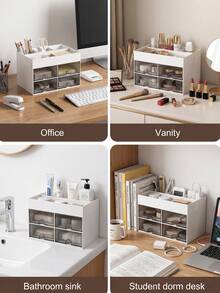 Desk Organizer, Office Organizer With Drawer, Desk Accessories & Workspace Organizers, Pen Holder Office Supplies For Desk, Multi-Functional Storage Box For Stationery, Office Supplies, Cosmetics, Back To School - Multicolor - View 10