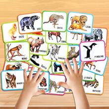 28 Spanish Alphabet/Animal/Fruit Double-Sided Cognitive Learning Cards (15cm X 11cm) - Exquisite Illustrated Teaching Cards, Early Education Reading Game - Multicolor - View 6