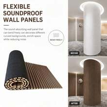 94.5 X 23.6 In Acoustic Wood Wall Panels, 3D Flexible Soundproof Absorbing Panels, Wood Slat Walls For Interior Wall Decor Absorbing Wall Panel For For Interior Wall Decor, Living Room, Bedroom - Brown - View 6