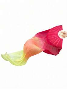 2/1pc Extra Long Flowing Silk Fan, Three-Color Gradient Design. This Double-Sided Silk Fan Is Perfect For Dance Performances, Holiday Parties, Sports Props, And Can Also Be Used As A Traditional Chinese Fan For Dance Activities. An Excellent Mother's Day Gift. - Multiple Styles - View 51