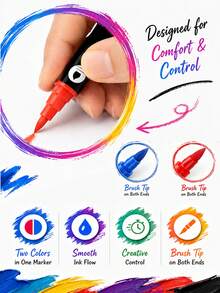 24-240 Colors Dual Tip Acrylic Marker Set, Durable And Fade-Resistant, Ideal For Artists Painting, Illustration, Craft Arts, Back To School Coloring Books And Other DIY Projects. Suitable For Paper, Fabric, Wood, Stone, Plastic, Glass, Ceramic, Pumpkin And Other Materials. Suitable For Students And Adults, Also An Ideal Gift For Thanksgiving, Halloween, Christmas. - Double-ended acrylic pen - View 7