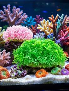 球形人造水草，高2英吋寬4.3英吋塑料灌木裝飾，水族箱裝飾，鬥魚與蝦的隱蔽處，適用於淡水與鹹水魚缸 - A - 查看 2