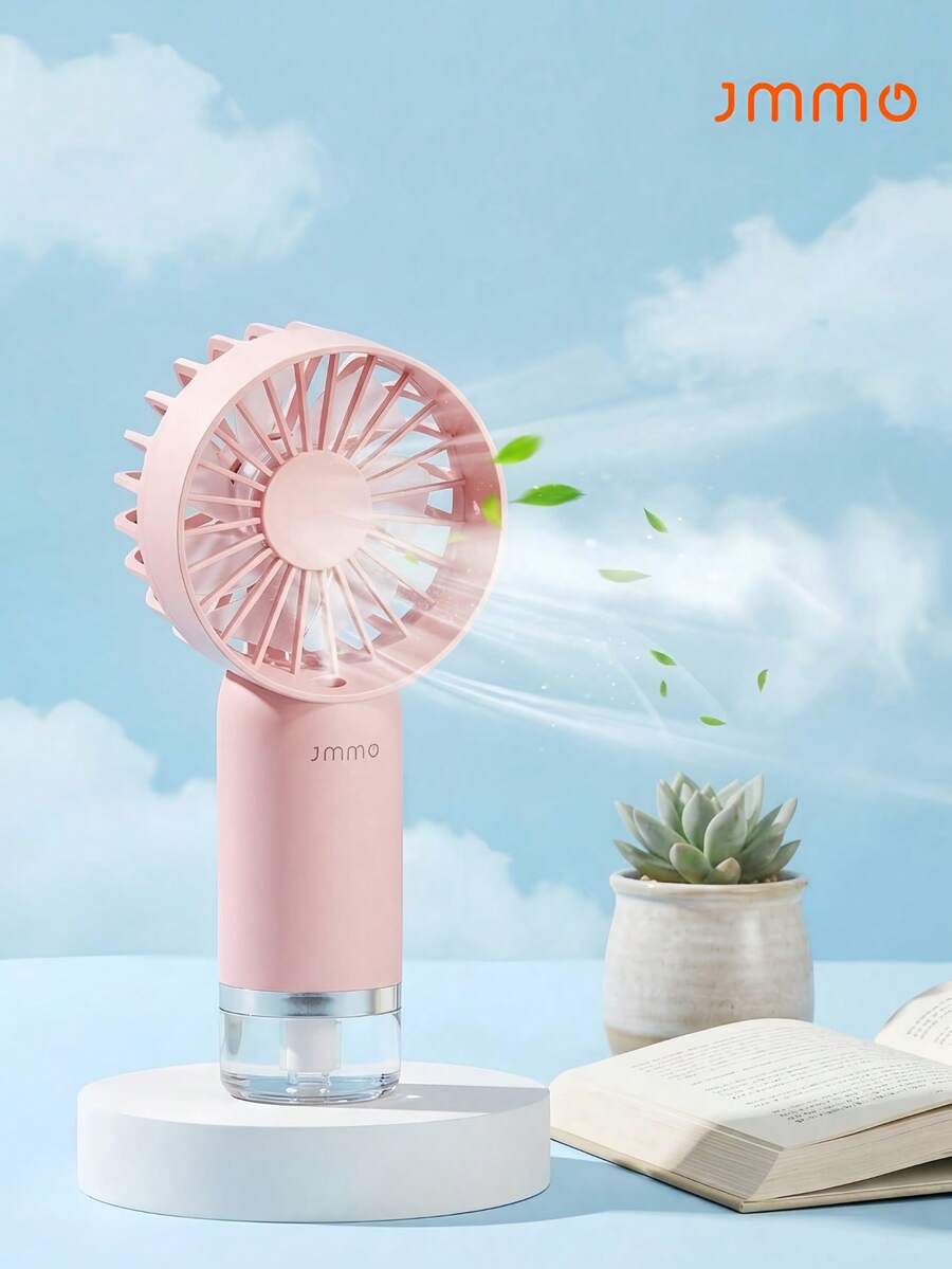 JMMO Portable Fan With Spray Humidifier, Portable Electric Fan, USB Rechargeable Fan With Water Mist, Lightweight Handheld Mini Fan For Makeup Office Travel Camping Indoor Outdoor Back To School Holiday Vacation Summer Essentials - Pink - View 1