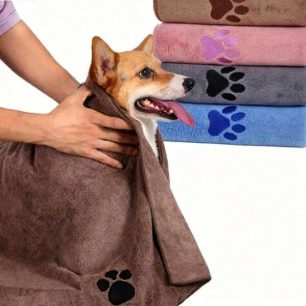 Pet Towel, Super Absorbent, Quick-Drying, Microfiber, Absorbent Towel, Pet Bath Towel, Dog Scrubbing Towel, Embroidered Craftsmanship