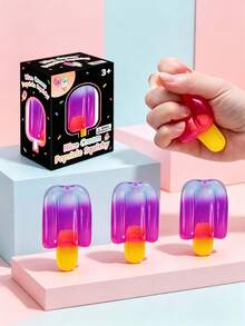 1pc Random Color Creative Popsicle Squeeze Ball, Deformable, Rebound, Kneadable, With Music Squeeze Function, Silent Anxiety Relief, Portable Sensory Vibration Stress Relief, Soothing And Improving Daily Mood, Ideal Holiday Gift - Multicolor - View 3