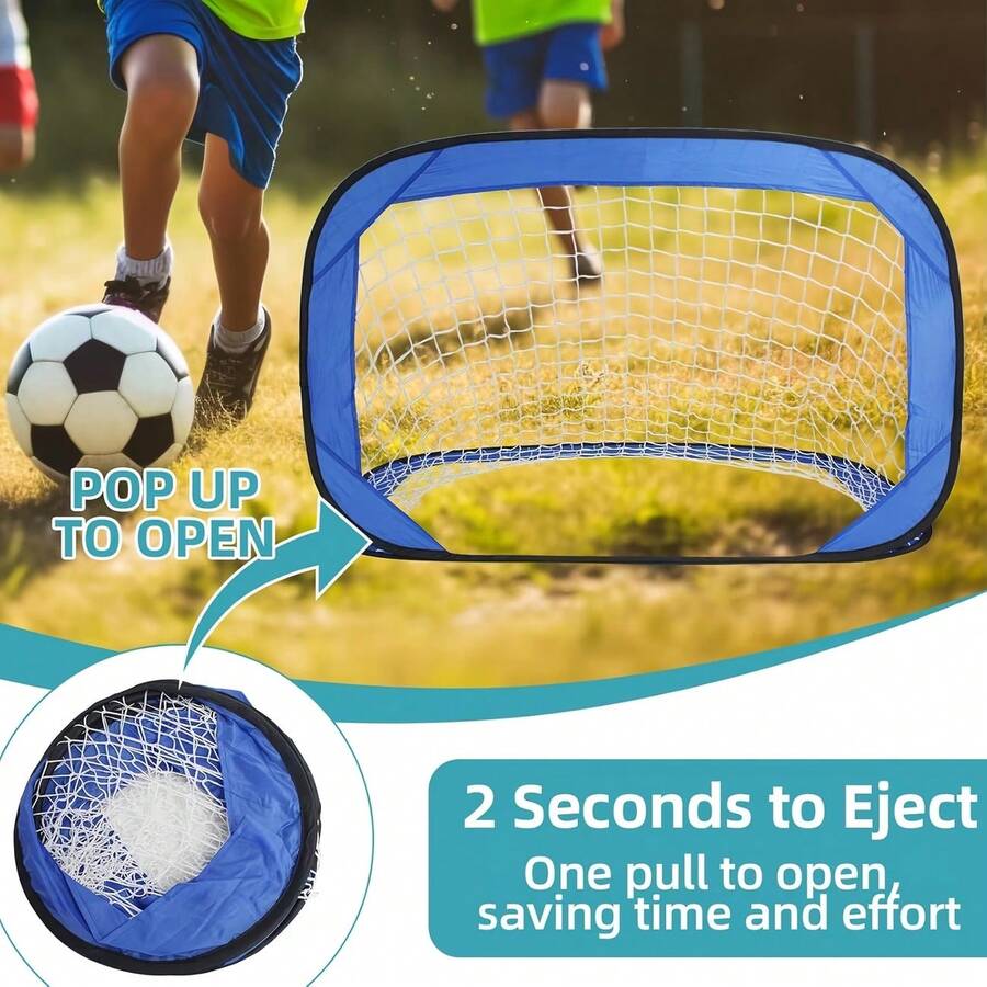 Foldable Portable Soccer Goal, Pop-Up Soccer Net With Carrying Bag, Suitable For Backyard - Blue - View 1