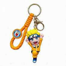 Miniso Naruto Uzumaki Running Pose Character Keychain With Orange Braided Loop Strap And Gold Clip For Backpack Handbag Keys, Birthday Christmas Gift - Orange - View 6