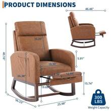 Rocking Chair With Foot Rest, Modern Teddy Glider Rocking Chair With Wood Legs And Side Pocket - 巧克力棕 - View 7