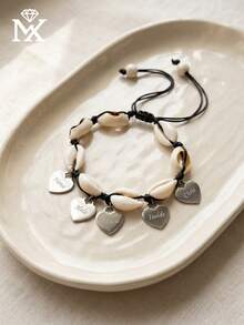 1 buah Gelang Kaki Hati Cangkang Minimalis Stainless Steel Bergaya, Dapat Diukir dengan Banyak Nama, Perhiasan Pasangan Wanita, Klasik Abadi, Sederhana dan Elegan, Desain Unik, Aksesori Harian Multifungsi, Hadiah Liburan - Perak - View 7