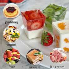 Vasos para postres de 10/20/30/50 oz con tapas y sin tapas - Vasos transparentes multiusos para pudín de plátano, yogur, mousse, pastel y helado - Duraderos y apilables, adecuados para cumpleaños, bodas, suministros para fiestas, vajilla de boda - Recipientes para preparación de alimentos festivos, diseño apilable, material ligero, organizador de eventos - transparente - Ver 6