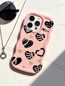 1pc Y2K Hollow Heart Pattern Macaron Dopamine Color Soft TPU Wavy Edge Phone Case Compatible With Galaxy A03 A04 A05 A06 A11 A12 A13 A14 A15 A16 A20S A21S A22 A23 A24 A25 A26 A31 A32 A33 A34 A35 A36 A50 A51 A52 A53A54 A55 A56 A73 S20FE S21FE S22 S22U S23 S23+ S23U S233FE S24 S24+ S24U S25 S25+ S25U/ Note 11 Note 12 Note 13 Note 14 /Samrt/Honor/Y7 Y9/Ealme C53 C55 - Pink - View 5