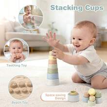 vanplay Montessori Baby Toys 6-12 Months – 4-In-1 Shape Sorter, Stacking Rings, Stacking Cups & Sensory Balls, Teething Toys For 6+ Months, Neutral Gift For Boys Girls - Multicolor - View 5