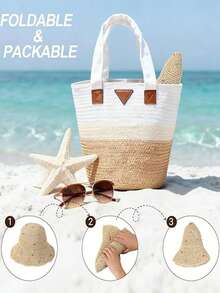 Sombrero de cubo de paja suave de ala ancha, sombrero de paja de ala grande de alta gama, sombrero portátil plegable para exteriores, fácil de plegar y guardar, ahorra espacio, conveniente para viajes, vacaciones y desplazamientos diarios, altamente práctico - Multicolor - Ver 8