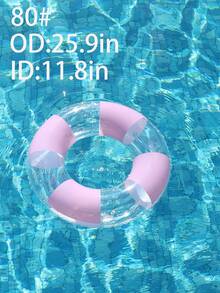 Macaron Color Block Transparent Sequin Swim Ring, Optional Handle, Adult Inflatable Pool Float, Suitable For Beach Swimming - Multicolor - View 24