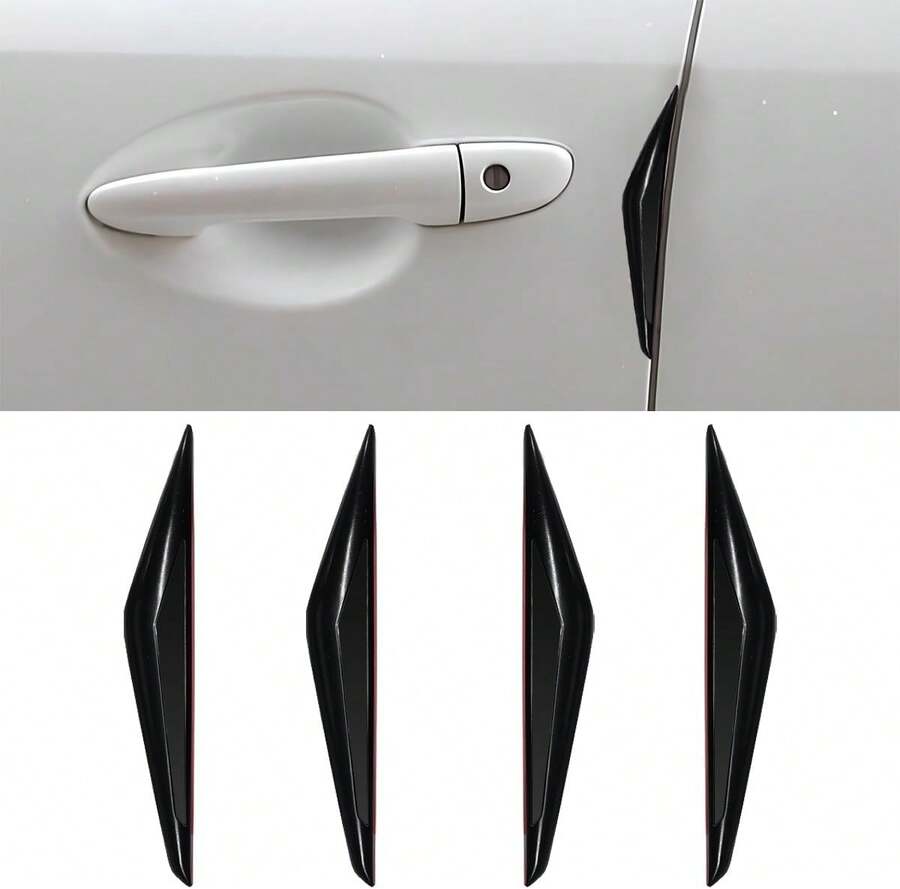 KPFILEH 4PCS Car Door Edge Guards, 3D Anti-Scratch Anti-Collision Rearview Mirror Protector Trim Strip, Universal Self-Adhesive Auto Exterior Bumper Decorative Sticker For Cars/Trucks/SUVs(Black) - ColorA - View 1